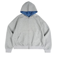 Ensemble de sweat-shirt à capuche court et ample pour homme, style américain, marque de mode, tendance streetwear automne, veste décontractée 100% bambou