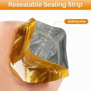 En stock: Bolsa de plástico pequeña con cierre hermético de aluminio holográfico negro, metálica, a prueba de olores, con sellado de 3 lados y cierre ziplock. - Product Image 3