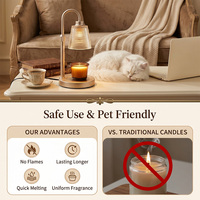 Lampe chauffe-bougie sans flamme, design sûr pour animaux et enfants, abat-jour en verre gaufré en forme de grille, pour la décoration de la table basse du salon familial