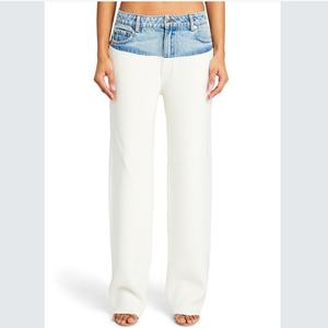 Conjunto Casual de Ropa para Mujer, Top de Mezclilla y Pantalones de Punto Transpirables, Conjunto de Dos Piezas - Product Image 2