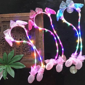 <span class=keywords><strong>Bandeau</strong></span> lumineux <span class=keywords><strong>LED</strong></span> rouge en forme d'oreilles de lapin avec airbag mobile, accessoires de fête néon, vente en gros, 100 pièces - Product Image 1