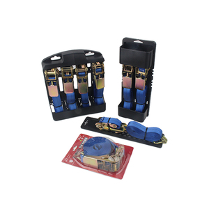 Paquete de 4 Correas de Amarre con Trinquete de Poliéster de 1 Pulgada, Caja de Color, Control de Carga, Resistencia a la Rotura de 1000 kg - Product Image 1