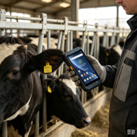 Terminal portable PDA robuste IP67 Android avec lecteur RFID LF pour l'identification électronique des animaux, idéal pour les exploitations d'élevage modernes