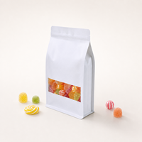 Sachet Doypack en papier kraft de qualité alimentaire à huit soudures latérales avec fermeture éclair et fenêtre, pour bonbons, noix et snacks, à fond plat