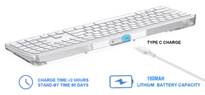 لوحة مفاتيح طباعة كبيرة عالية الجودة لوحة مفاتيح كاملة الحجم قابلة لإعادة الشحن بلوتوث ، لوحة مفاتيح كمبيوتر لاسلكية - Product Image 5