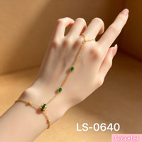 Bijoux pour femmes personnalisés, plaqué or 18 carats, acier inoxydable 304/316, bracelet à trois feuilles de fleurs en zircon, bague, chaîne de doigt