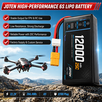 Аккумулятор JOTEN 22.2V 6S 12000mAh 25C LiFePO4 полутвердотельный с высокой скоростью разряда и разъемом XT90 для БПЛА, мультироторных дронов и летательных аппаратов