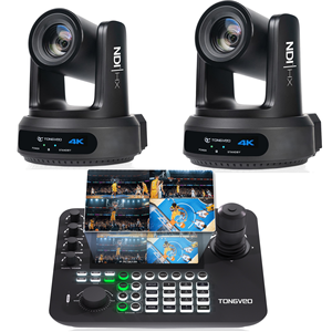 Cámara PTZ con Seguimiento Automático por IA, PoE y NDI, 4K60FPS, Paquete de Cámara para Transmisión en Vivo y Producción de Video con Controlador de Joystick - Product Image 1