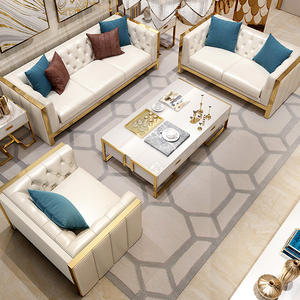 Canapé d'angle moderne en cuir PU, cadre en acier inoxydable doré, <span class=keywords><strong>2</strong></span> ou 3 <span class=keywords><strong>places</strong></span>, canapé de salon, pour maison, hôtel et café - Product Image 5