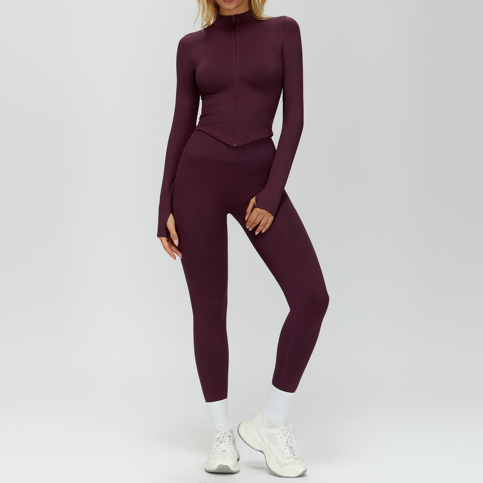jacket+legging-plum wine red