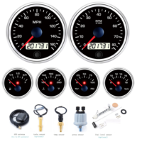 Tahan Air 85mm 52mm 160MPH 12V24V 6 Gauge Speedometer Tachometer Pengukur Tingkat Bahan Bakar Pengukur Suhu Air Pengukur Tekanan Oli Voltmeter