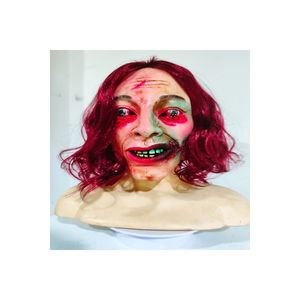 Características detalladas hechas a medida de China Fiestas temáticas de Halloween Máscara de miedo para Evil <span class=keywords><strong>Dead</strong></span> Rise Máscara Cabello rojo - Product Image 1