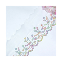LEIXUSI 9,5 cm Bordure en dentelle brodée dégradé arc-en-ciel, motif floral lapin pour robe victorienne enfant, couture DIY