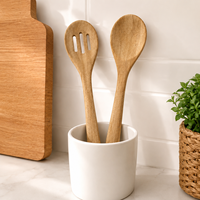 Cuillère en bois d'acacia personnalisée avec logo, cuillère de cuisine en bois massif naturel, vente en gros
