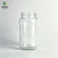 Lot de 650 cm de bocaux en verre transparent à paroi haute et filetés pour la mise en conserve, la fermentation et la conservation des aliments