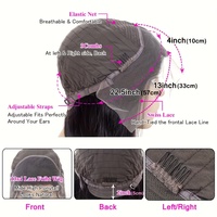 Perruque Bob Longue Colorée HD Transparente 13x4 Lace Front avec Cheveux Vierges Brésiliens, Base Sans Colle, Haute Densité, Petit Bonnet