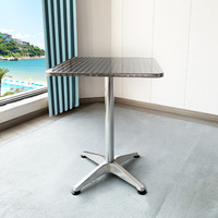 Table de bar carrée d'extérieur moderne de haute qualité 60x60x70cm, table basse élégante en acier inoxydable et aluminium
