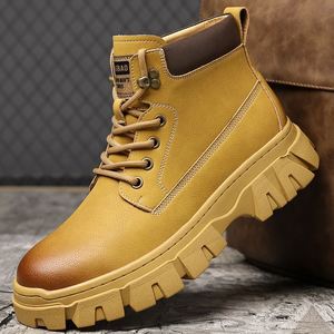 New Arrival Work Boots Trendy Mid-cut Thick-soled Boots for Men - Product Image 3