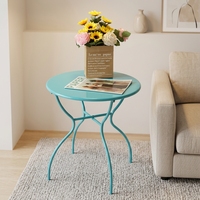 Table basse d'appoint ronde antique en fer, pliable et durable, pour salon, jardin, patio, intérieur et extérieur