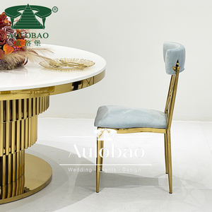 Elegant Furniture Blue Velvet <b>Cushion</b> Metal Frame Stack Rococo Wedding <b>Chairs</b> Events - Product Image 3