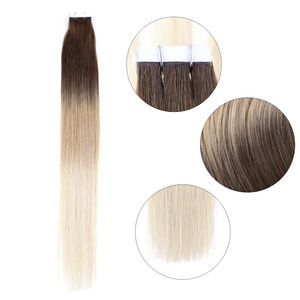 K.S WIGS Extensions à bandes adhésives 100% cheveux humains vierges à cuticules alignées, densité complète, lisses, faible chute et respectueuses de la peau, 12-28 pouces - Product Image 1