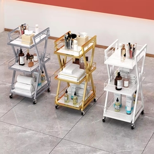 Chariot de Salon de Beauté Wss Beauty Nouveau Design à 3 Niveaux pour Pédicure, Spa et Onglerie, Chariot de Beauté Doré avec Roues Verrouillables - Product Image 5