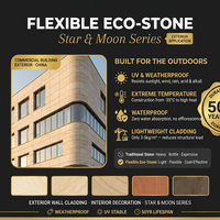 Briques réfractaires en céramique naturelle souple Eco-Stone : Série Étoile et Lune, carreaux muraux décoratifs modernes pour l'extérieur