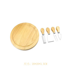 Juego de Tabla Redonda de Bambú para Queso con Cubiertos, Bandeja Giratoria de 20 cm para Servir Pizza, Herramientas de Acero Inoxidable, Solo Lavar a Mano - Product Image 5
