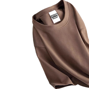 Vente en gros Chemise de sport pour homme en coton 320 g/m² de haute qualité Logo personnalisé T-shirt d'été coupe carrée surdimensionné en tricot uni lourd - Product Image 1