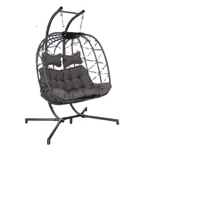 Fauteuil à œuf <span class=keywords><strong>suspendu</strong></span> pour intérieur et extérieur pour 2 personnes, <span class=keywords><strong>double</strong></span> et large, en osier, avec support, surdimensionné, pour jumeaux et patio, causeuse à 2 places - Product Image 1