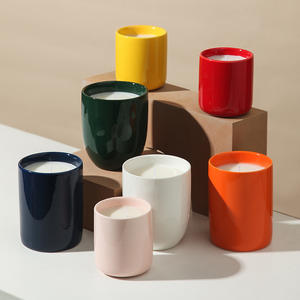 Portavelas de cera de soja con aroma de porcelana brillante de alta calidad, vela perfumada con logotipo personalizado en tarro de cerámica - Product Image 1