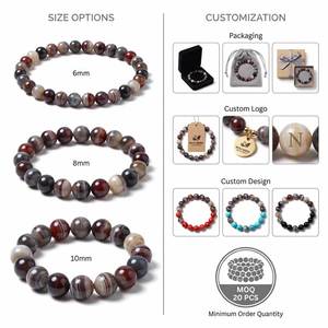 Pulsera de Ágata Natural del Golfo Pérsico con Cuentas de 6, 8 y 10 mm, Joyería de Piedra Bandaada, Cristal Curativo, Personalizable OEM, Unisex - Product Image 2