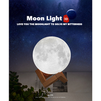 Moderne 10cm 15cm 20cm Tactile Impression 3D Télécommandé Dimmable 16 Couleurs Led Luner Lumière Lune Lampe Avec Télécommande