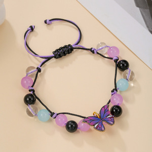 Butterfly Beaded <b>Bracelet</b> Colorful <b>Crystal</b> Zinc Alloy Women's Jewelry Gift Fashion Accessory - Product Image 2