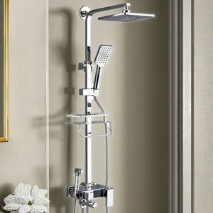 Ensemble de douche en laiton chromé poli <span class=keywords><strong>avec</strong></span> affichage numérique, robinets thermostatiques multifonctionnels, système de douche à effet pluie constant pour hôtels - Product Image 4