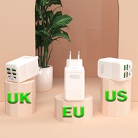 Chargeur mural USB-C PD 3.0 à charge rapide 150W 6 ports 2C 4A avec câble rétractable, prises US/EU/UK pour ordinateur portable, mobile et appareil photo