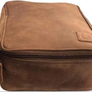 Vintage 1946 Men's Dopp <b>Kit</b> Water-Resistant <b>Travel</b> Organizer Leather for Toiletry Case Zipper Closure Handle Fashion Shaving - Product Image 1