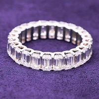 Bague éternité en argent sterling 925 GRA pour femmes et hommes, hip hop, couleur D, VVS, moissanite baguette, testeur de diamant