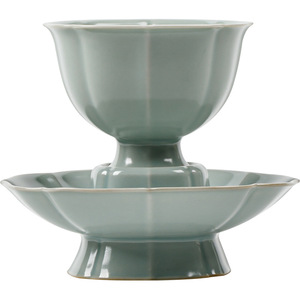 Sky Blue Ru Kiln Stem Tea <b>Cup</b> With Coaster Ceramic Master <b>Cup</b> <b>Set</b> New Chinese Style Home Tea Tasting - Product Image 5