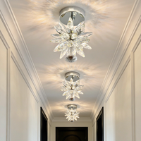 Lámpara de Techo Moderna de Lujo con Cristales en Forma de Flor, Lámpara Colgante Francesa para Pasillo, Tamaño Mediano, LED, Hierro, para Dormitorio o Corredor