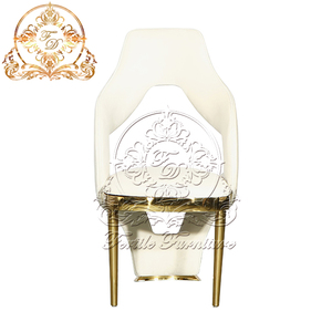 Sang Trọng Vải Đệm Vàng Thép Không Gỉ Kim Loại Khung Stackable Đám Cưới Hiện Đại Ăn Ghế - Product Image 4