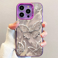 Coques de Téléphone Portables Créatives Luxe Anti-Choc Papillons pour Femmes et Filles, Compatibles iPhone 17 Air 16 15 Plus Pro Max 14 13 12 11 X