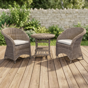 Natural Rattan Kubu Gray 2 <b>Chairs</b> and 1 Table for Balcony or Terrace or Veranda Furniture Set - Product Image 3
