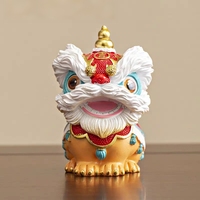Ornement traditionnel de danse du lion en résine, mascotte chinoise, décoration d'intérieur, coffret cadeau souvenir