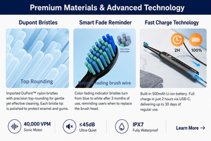 Wholesale Rechargeable Sonic Electric <strong>Toothbrush</strong> 5 Modes Oral Care Whitening Sonic <strong>Toothbrush</strong> With Travel Case OEM Custom - Product Image 2