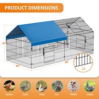 Poulailler en fer multi-portes pratique pour l'extérieur, enclos robuste en fil métallique avec plateau en plastique pour poulets, canards, chats et petits animaux
