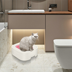 Self Training Cat Litter Box <b>Blue</b> Inner Tray PP <b>Material</b> Potty Training Aid For Cats - Product Image 3