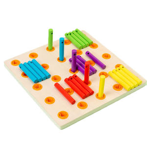 Puzzle éducatif en bois pour bébé, jouet <span class=keywords><strong>de</strong></span> Coordination œil-main, planche d'enfilage avec 10 cartes, jouet préscolaire pour enfants - Product Image 2