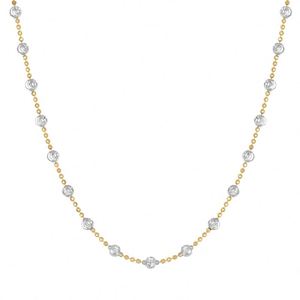 Dylam Stylish Charm Rhodium 18K Gold Plated Non Tarnish 925 Silver Beaded Chain <b>Bead</b> Pendant Necklace for Daily Wear - Product Image 1