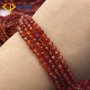 Cuentas facetadas redondas de ágata natural Hilo de cuentas de piedras preciosas de corte elegante de ágata roja - Product Image 3